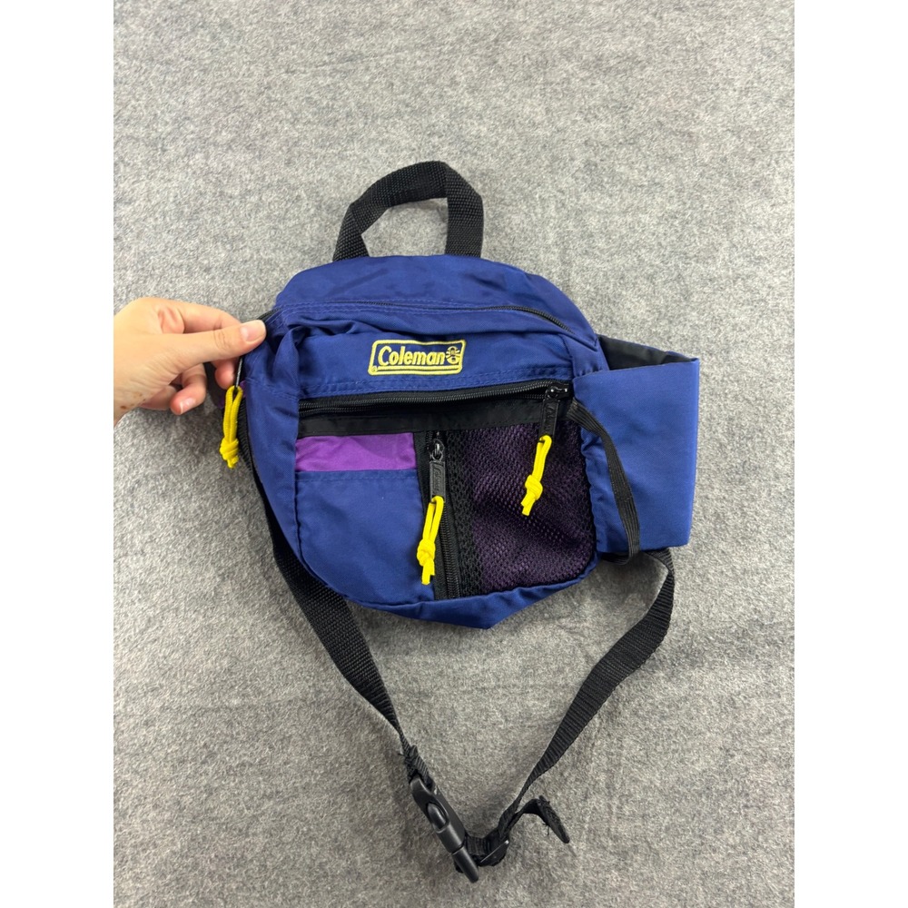 Vintage Coleman Fanny Pack Blue Purple Waist Bag Hiking Travel Pouch 8715
